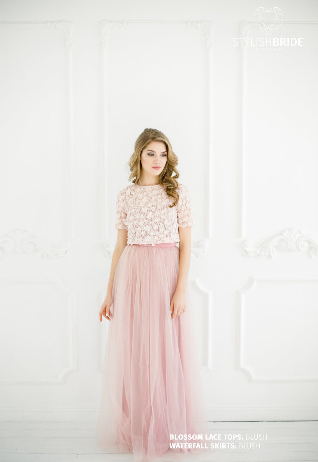 Blossom Blush Lace Dress Blush Prom Dresses With Flowers Plus - Etsy
