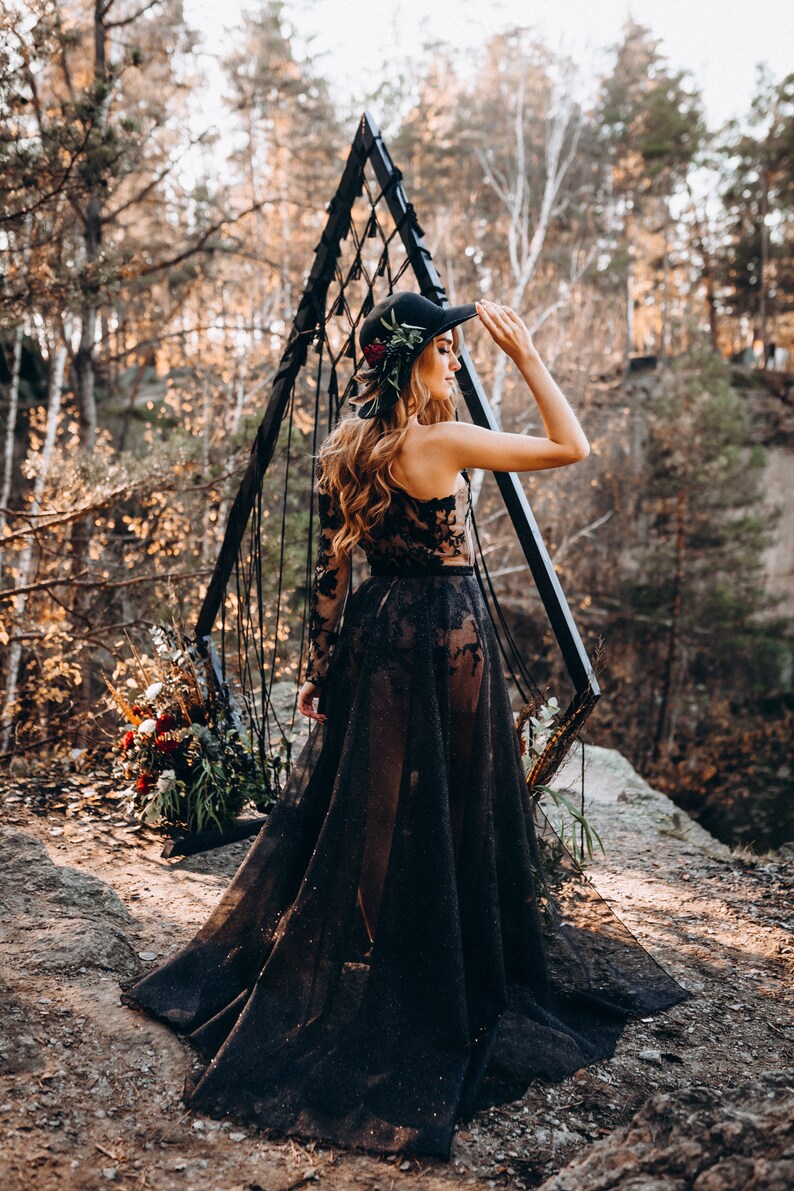 NEW Black Lace Bodysuit Mini Skirt With Amazing Glitter Etsy