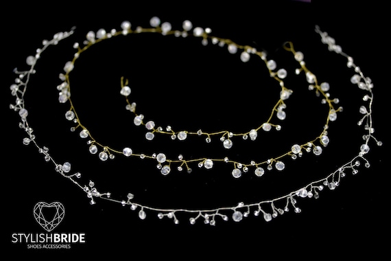 Wedding Boho Crystal Thin Hair Vine 0 5 1 5 Meters Gloss Hair Etsy