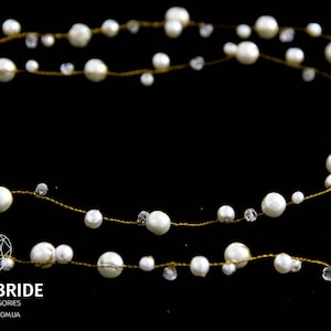 Simple Wedding Pearl Hair Vine 0,45-1.5 meter, Bridal Pearl Hair Vine, Pearl Hair Accessories, Pearl Bridal Hairpiece, Bridal Hair Vine