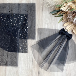 Black short veils for bridesmaids, glitter bridesmaids veil, black veil short, black veil with bow. Hen party veil