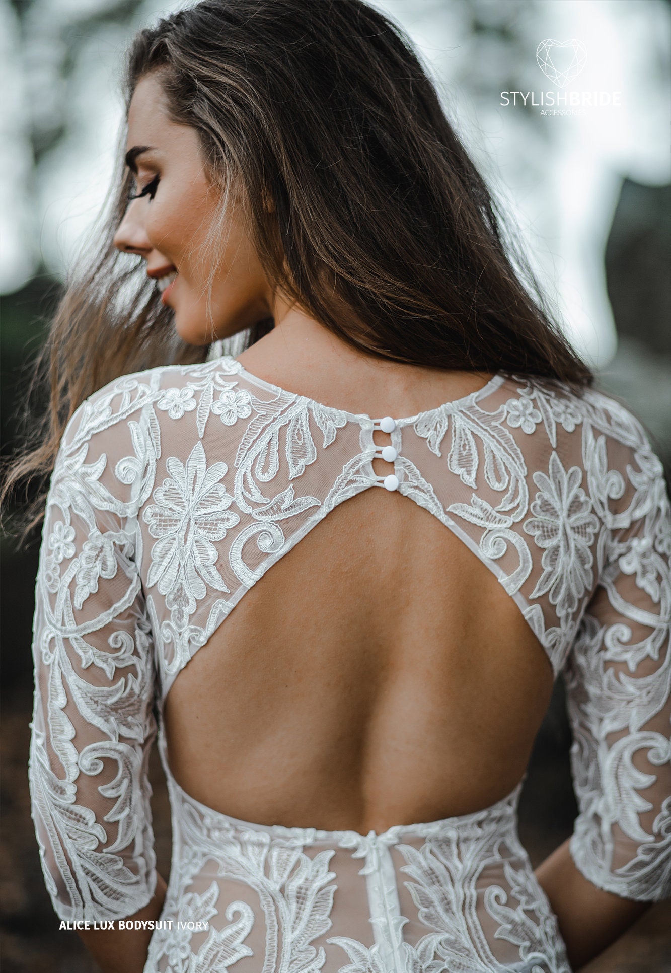 Wedding Lace Bodysuit With Long Sleeves and Open Back, Lace Bridal Bodysuit  With Low Back, Wedding Separates Dress, Boho Lace Wedding Top -  Canada
