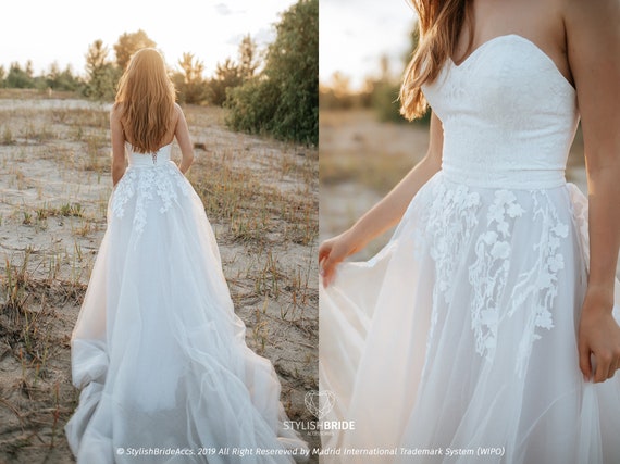 silver grey wedding dress
