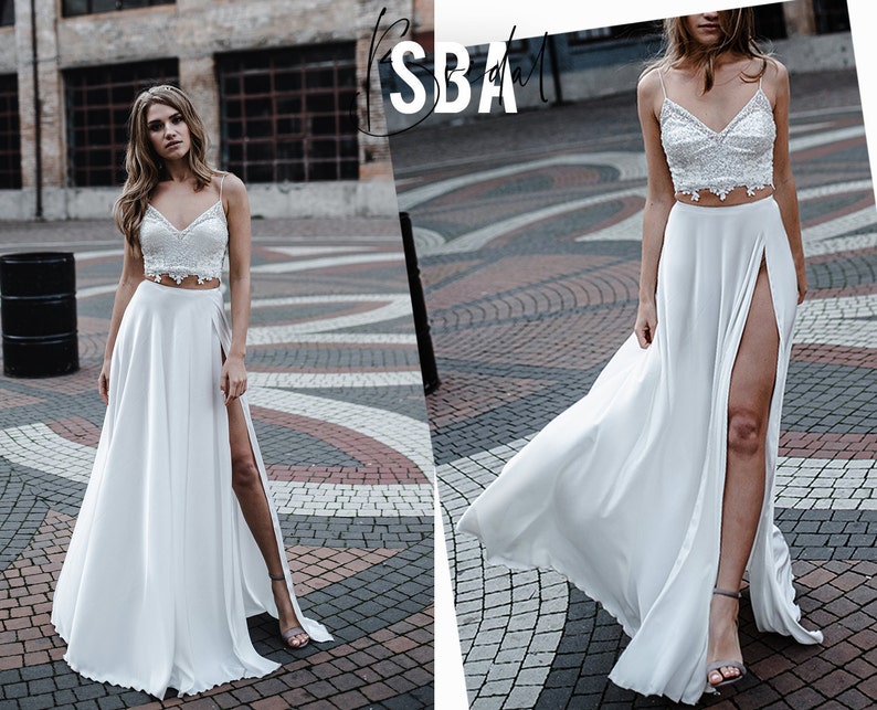 Bianca Silk Skirt With Slit Long Silk Skirt White Ivory image 1