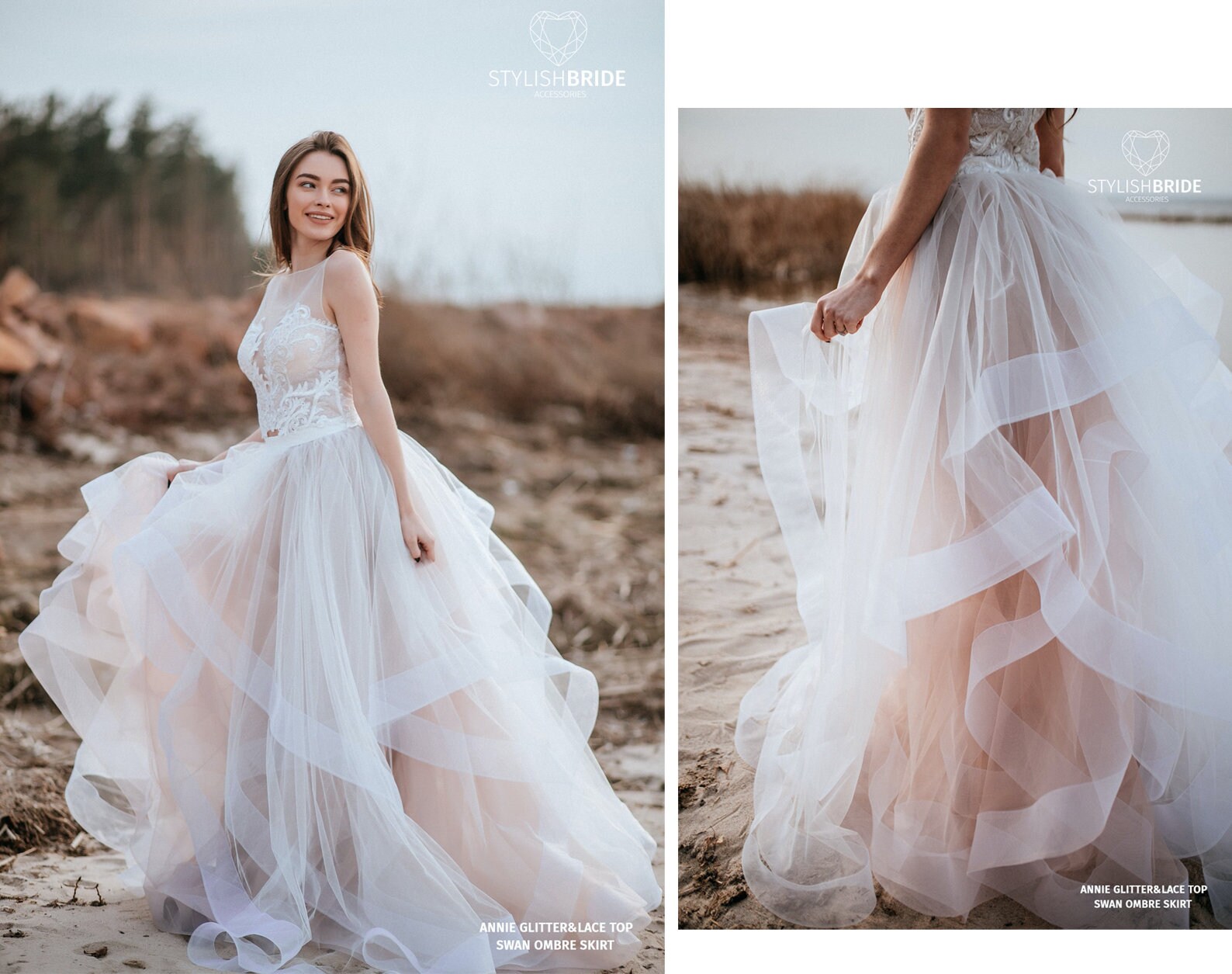 Lace top wedding clearance dress with tulle skirt