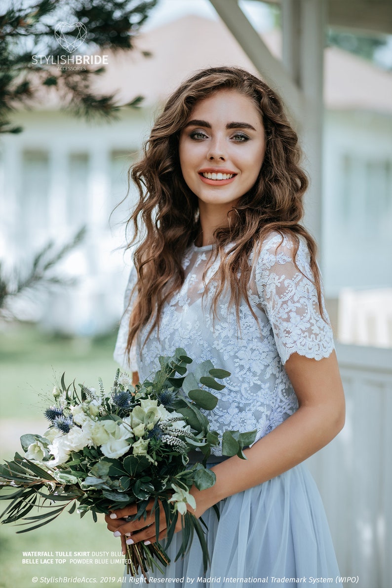 Powder Blue Dress all in Limited Color Dusty Blue Waterfall Etsy
