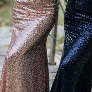 Sequin Skirts for Bridesmaids, Rose Gold Blush Navy Green Sequin Skirt Floor Length with Silk Tops in Plus Size, Party Sequin Skirts image 4