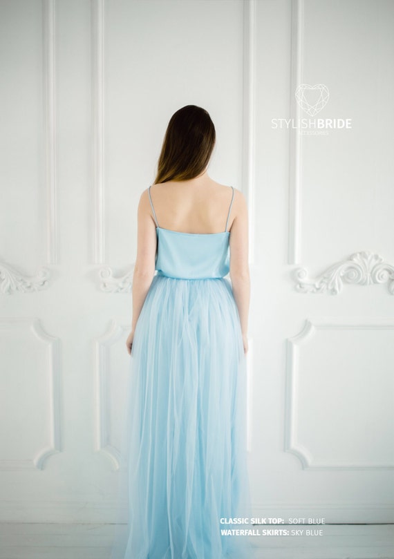 Sky blue engagement best sale dress