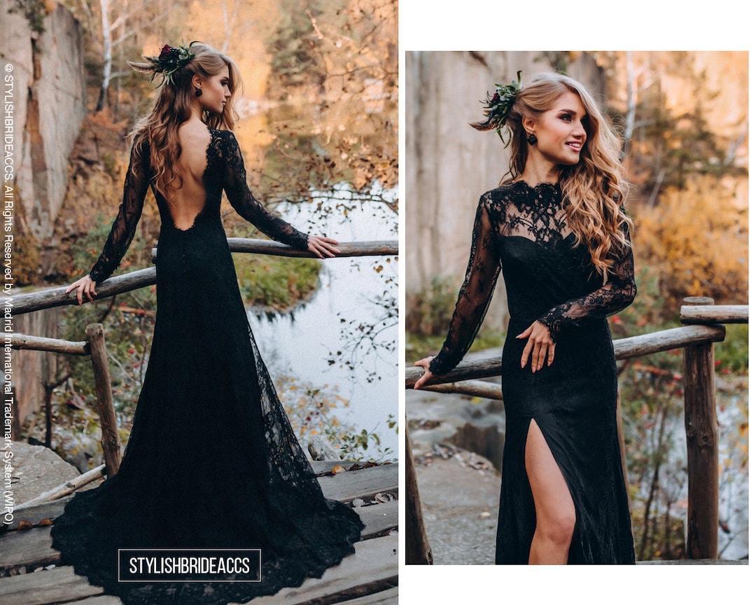 Black Wedding Gown Ball Gown Lace Prom Dress With Cape