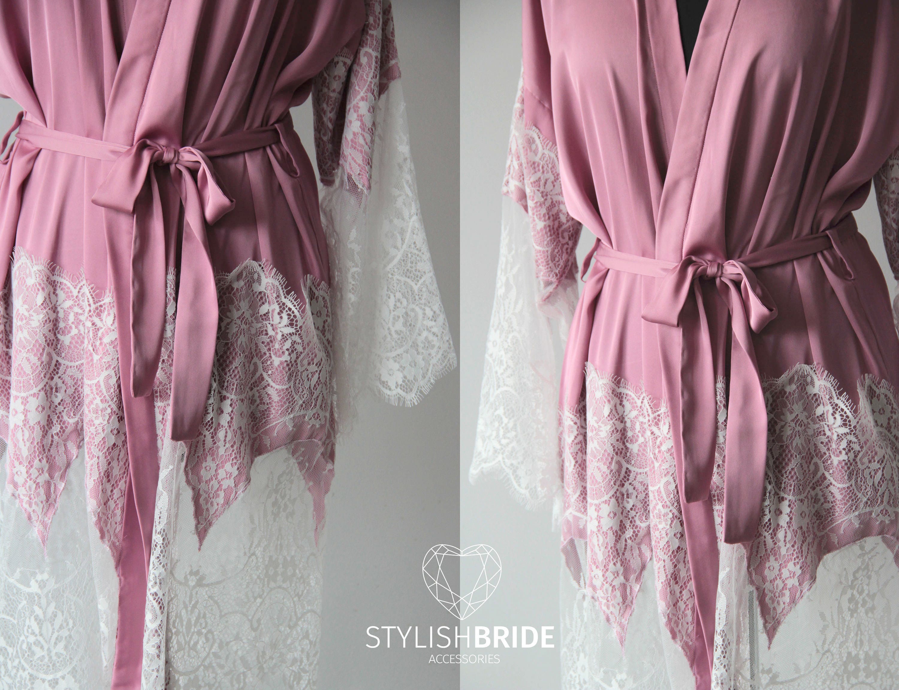Tenderness Bridesmaids Silk Robes Bridal Silk Robe Lace Etsy
