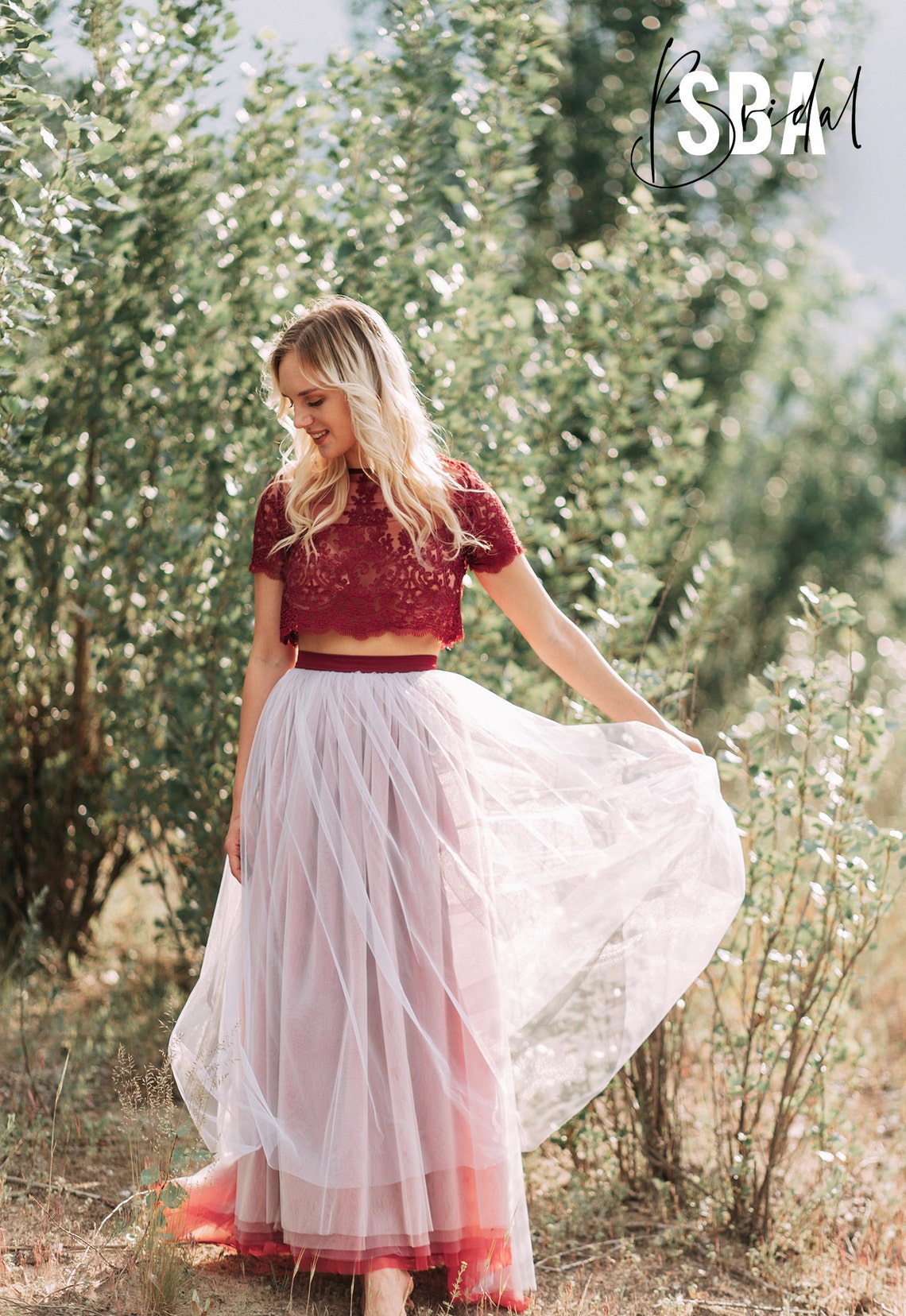 Ivory & wine Storm ombre tulle dress wine colored dress wine image 4