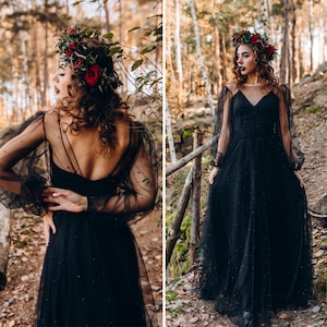 Black gown with pearls hotsell