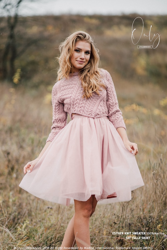 sweater and skirt outfit for wedding