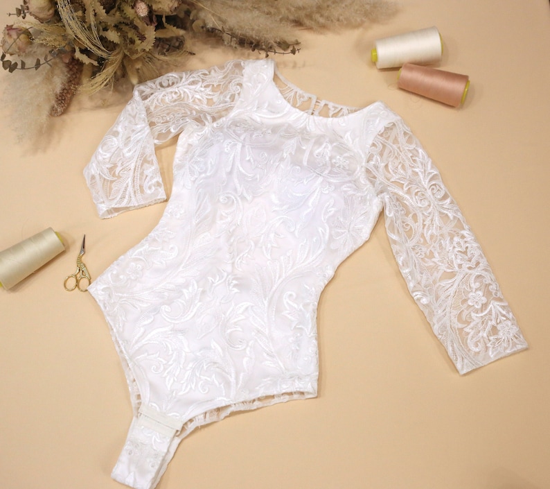 ready to ship #1714 Open Buttoned Back Boho Bodysuit Lace Backless Bridal Bodysuit In stock Size XS: Alice Lux Lace Bodysuit
