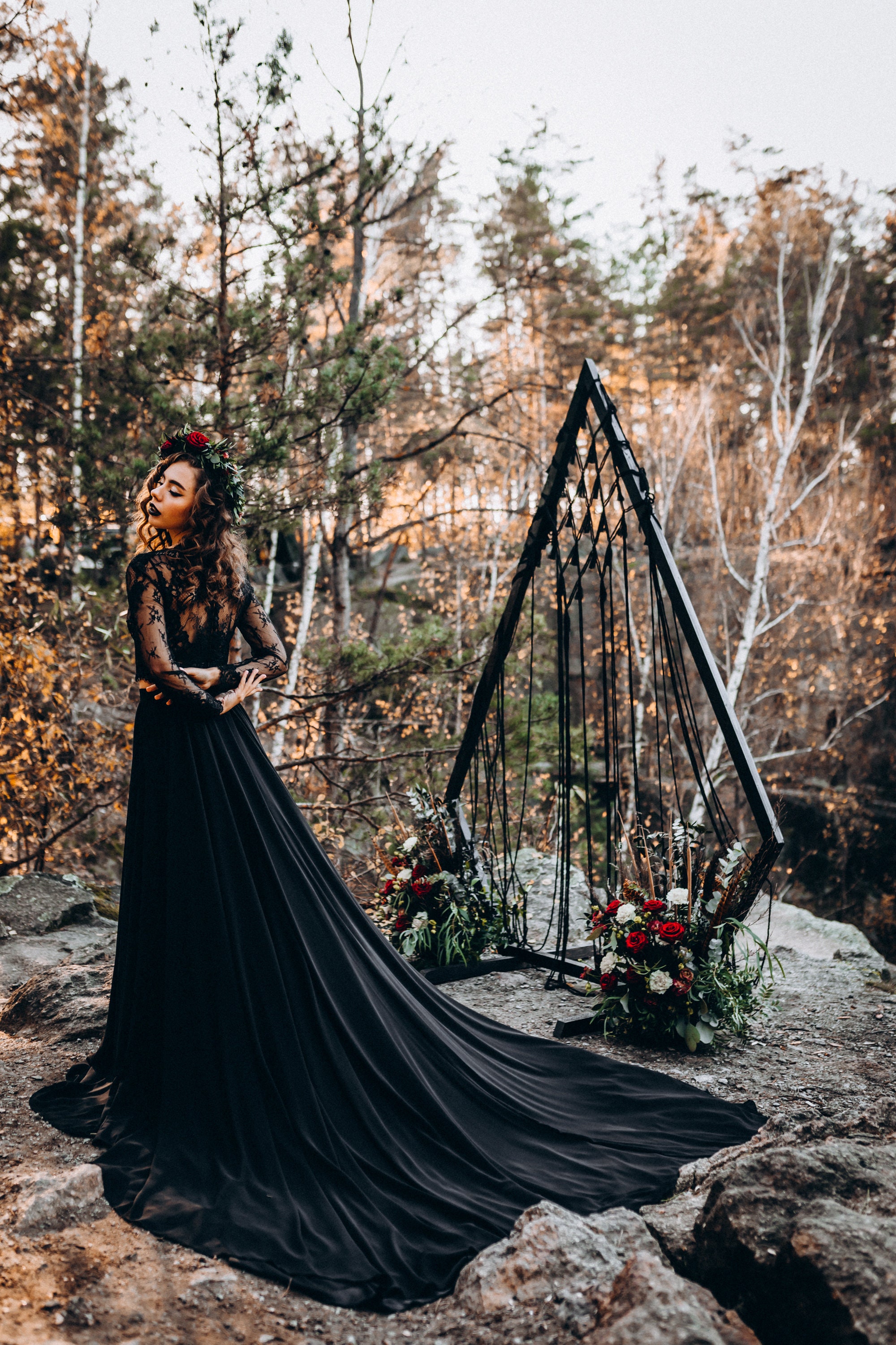 Black Bridal Train Dresses - useemore