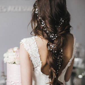 Extra long boho wedding hair vine 0.45-1.50 meters Wedding pearl hair vine Pearl hair accessories, Bridal Hair piece image 2