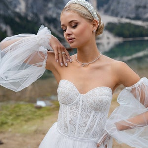 Symphony Tulle Sleeves : Bridal Trend Separate Tulle Sleeves, Puffy Sleeves For Wedding Dresses