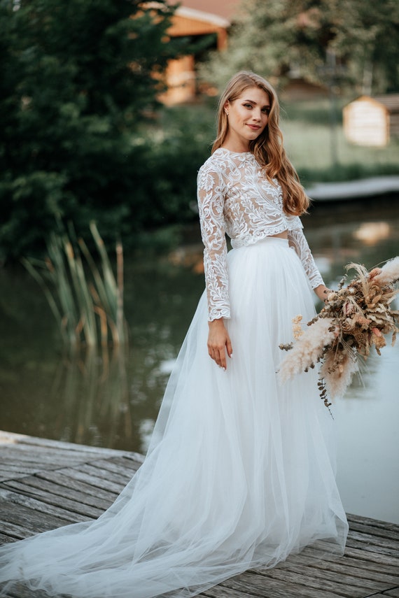 Bridal White Ivory Tulle Skirt With Train Fay Wedding Etsy