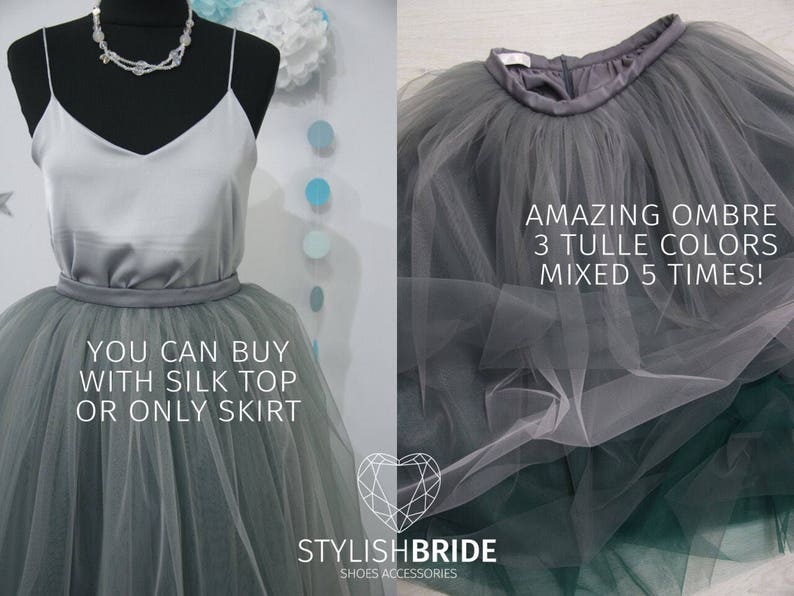 Storm Ombré Skirt Leaf Green 7 Layers Super Puff exclusive handmade layers, Prom Dress Tulle Skirt, Tulle Skirt Christmas image 3