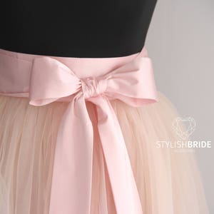 70 colors Silk Sash, Silk Satin Bow Tulle Skirt Matching 38 Colors of Silk Blush Pink Blue Green White Ivory Yellow Purple Lavender image 7