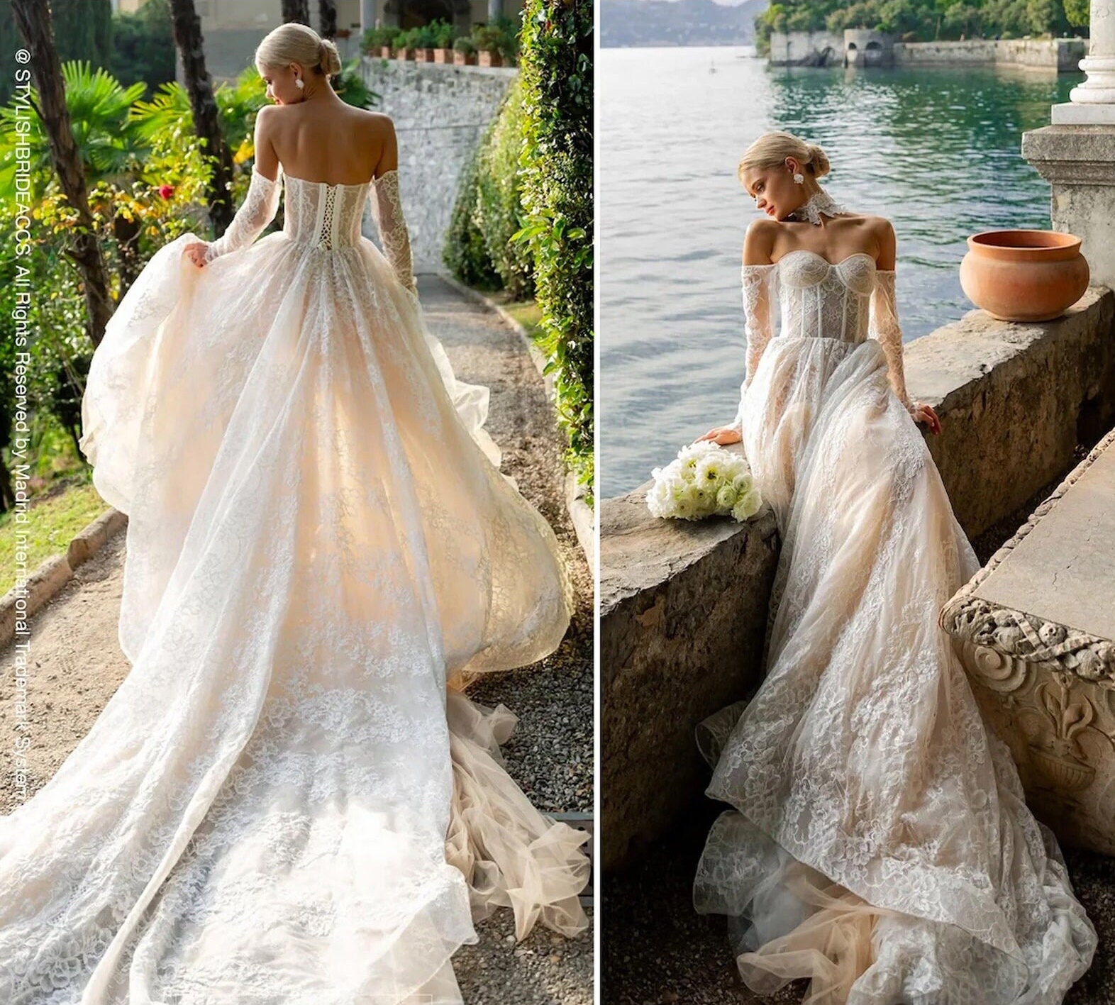 Lace Wedding Dress Long Train 