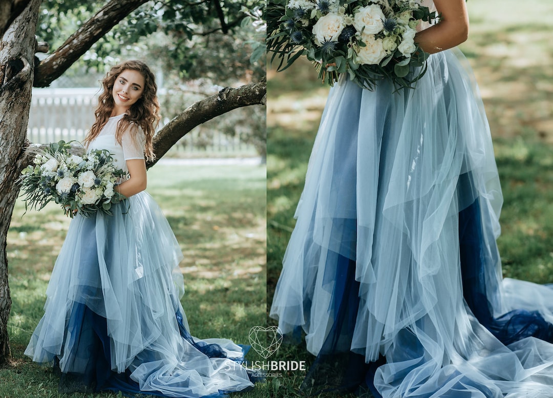 Indigo Ombre Dress 3 Pieces Bridal Tulle Separates Magic Ombre Skirt Sand Glitter Top and Stella Bustier SBA Wedding Etsy Canada