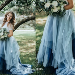 Indigo Ombre Dress 3 Pieces Bridal Tulle Separates: Magic Ombre Skirt, Sand Glitter Top and Stella Bustier, SBA ,  Wedding