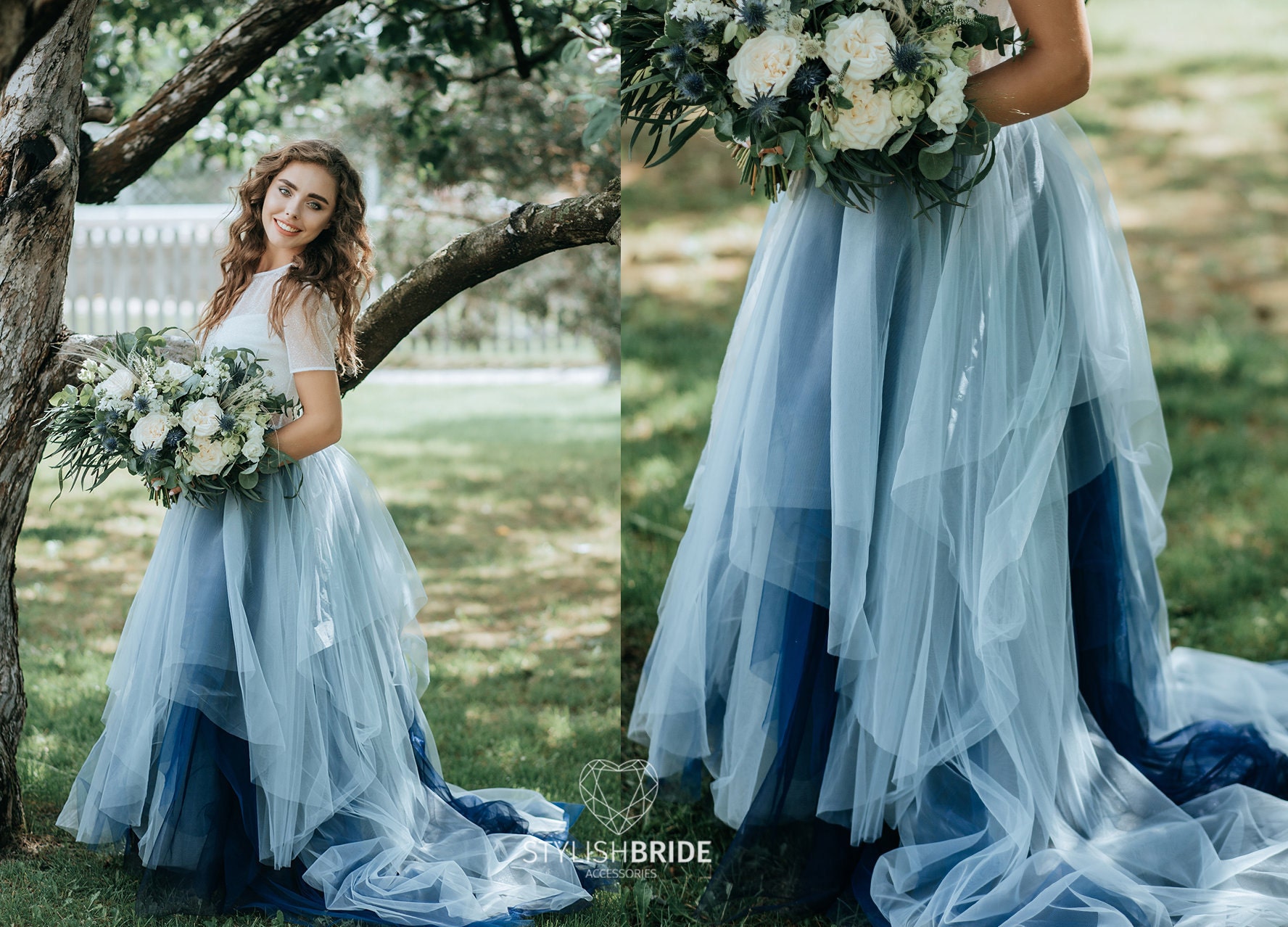 Blue ombre bridesmaid dresses discount