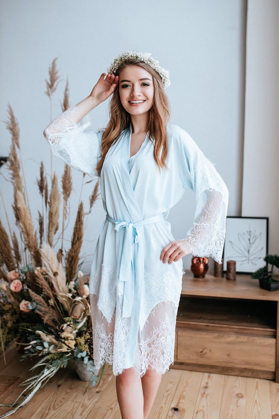 Light blue deals silk robe