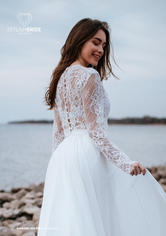 Rosaleen Lace Top, BOHO Bridal Lace Crop Top, Engagement Bridal