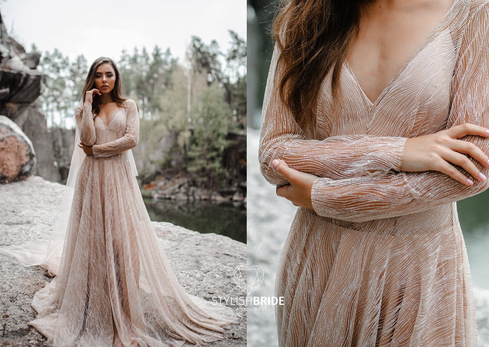 Laura Glitter Bridal Dress Waves 