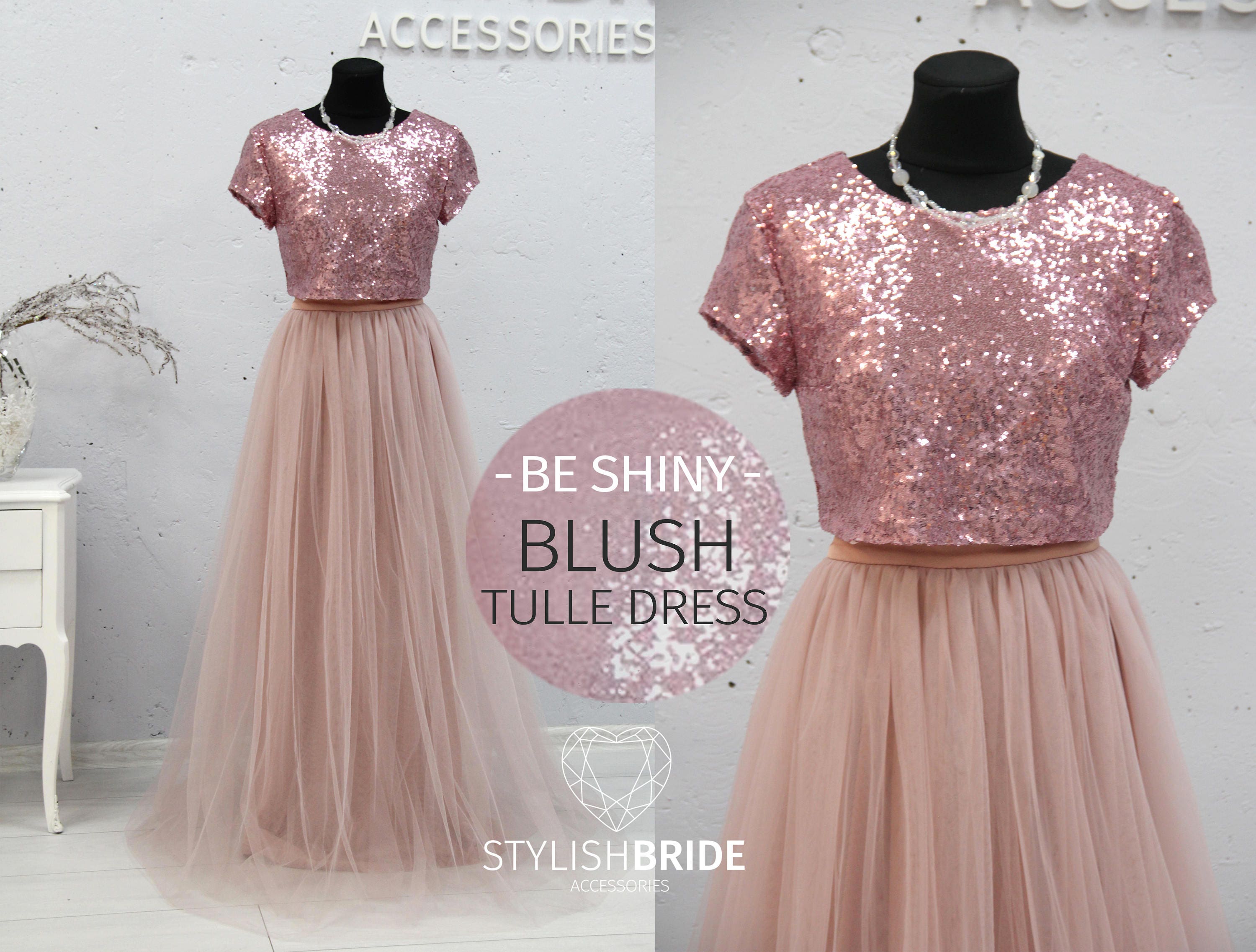 Blush Shiny Dress Tulle Set SEQUIN TOP ...