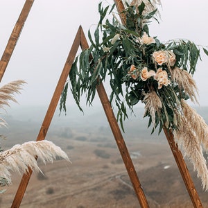 Wedding Arch, Boho Wedding decor, Triangle Wedding Arch, Boho decor, Backdrop Rustic arch, Wooden A-Frame Wedding Arbor, Outdoor decoration image 7