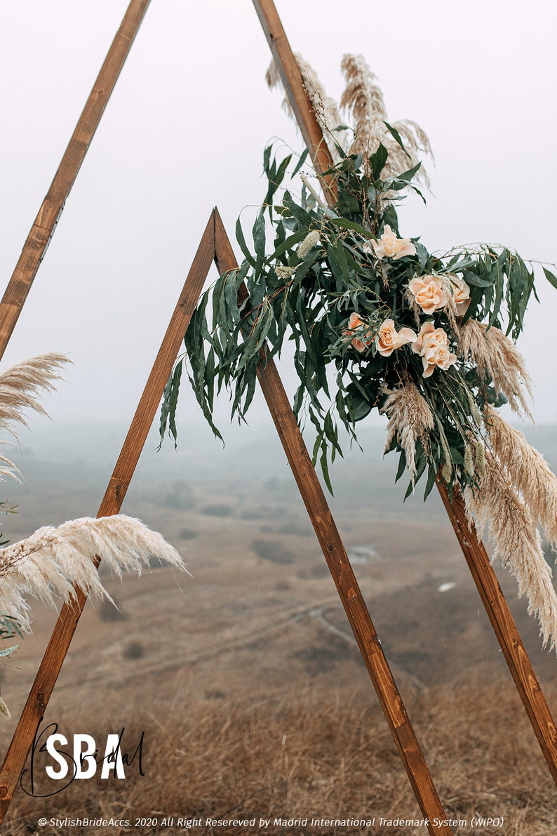 Wedding Arch, Boho Wedding decor, Triangle Wedding Arch, Boho decor, Backdrop Rustic arch, Wooden A-Frame Wedding Arbor, Outdoor decoration image 7