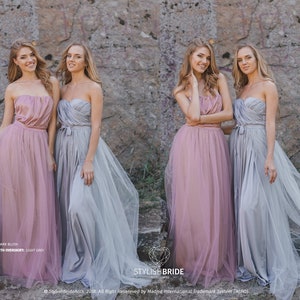 Bridesmaid Dresses 150 Colors, Blush Tulle Bridesmaids Dress, Light Grey Dress Long, Blush Wrap Dress, Prom Dresses, Multiway dress