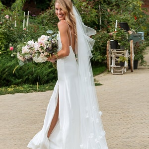 Elegance: Hi-Quality Bridal Silk Satin Slip Dress with Deep V Open Back and Train, Ivory Slip Wedding Dress by Stylishbrideaccs image 8