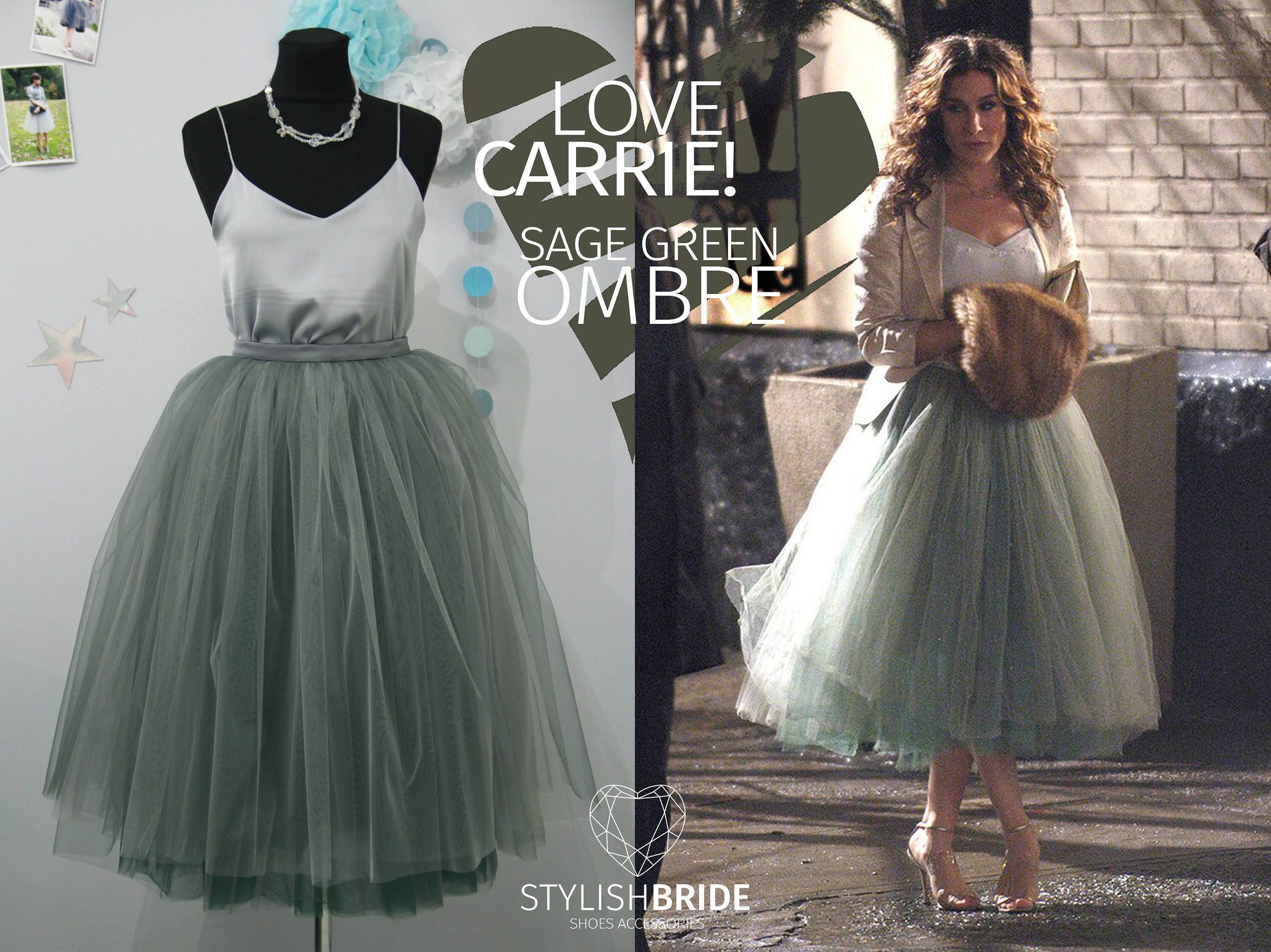 Carrie Bradshaw Ombré Tulle Skirt Leaf Green 7 Layers Super Etsy