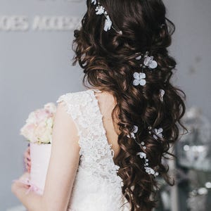 Romantic Flower Hair Vine - Summer Spring Hair Accessories Wedding BOHO Flowers Hair Vine, Rustic Bridal Hair Crystal Vine