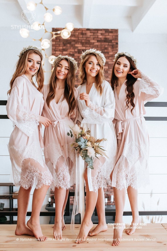 blush silk bridesmaid dresses