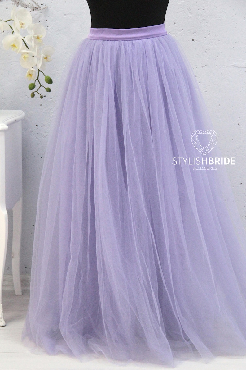 Wedding Long Tulle Skirt Tulle Skirt Lavender Bridesmaids Women Tulle Skirt Lavender Long Waterfall Tulle Skirt Casual Floor length Women