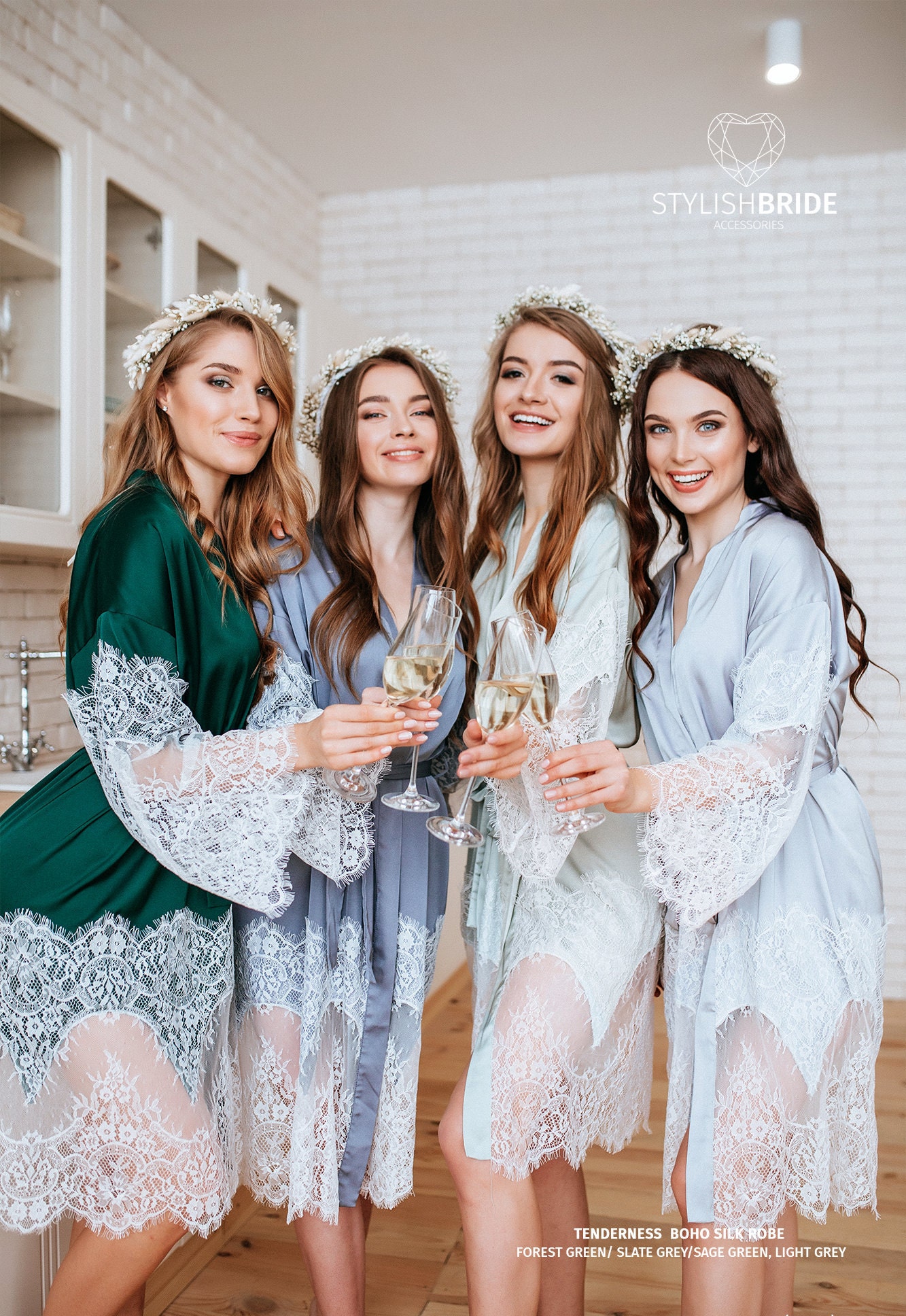 Light Grey Silk Robe With Lace Gray Silk Robe Silk Grey Etsy