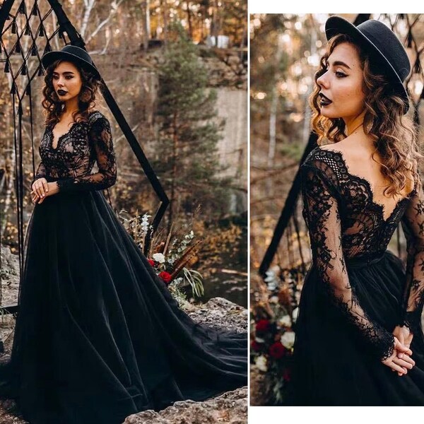 Elegant Black Boho Wedding Dresses for Timeless Boho Brides