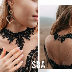 3 colors Black Lace Collar Gothic Lace Neck Piece BOHO Wedding Floral Lace Collar Lace Collar for Wedding Bridal Dress Floral Lace Chocker