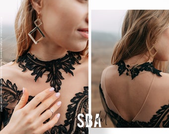 3 colors Black Lace Collar Gothic Lace Neck Piece BOHO Wedding Floral Lace Collar Lace Collar for Wedding Bridal Dress Floral Lace Chocker