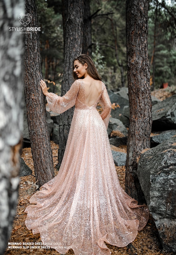 rose gold wedding dresses