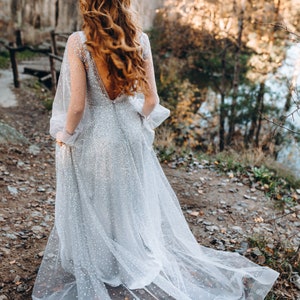 NEW Ombre glitter wedding gown, trendy princess glitter bridal dress, wedding, silver grey bridal dress with silk slip Elsa dress image 4