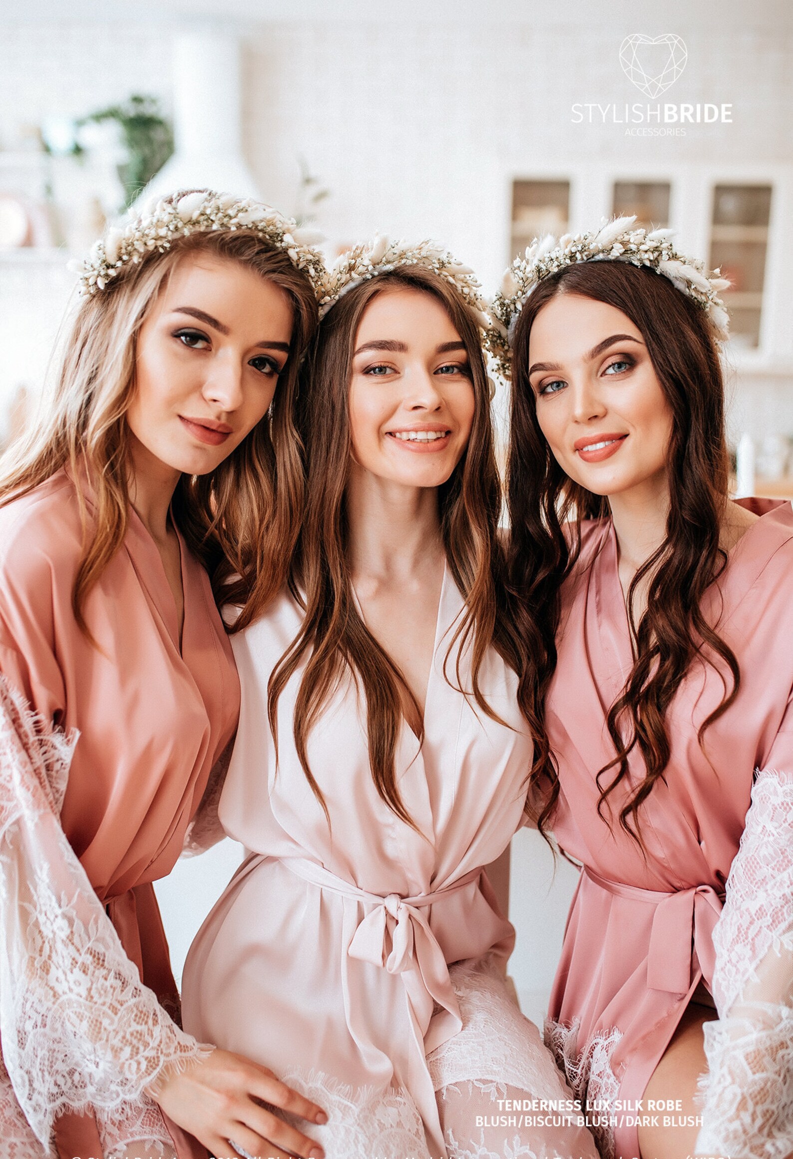 Blush Silk Robe Blush Bridal Robe With Wide Lace Trim Gift Etsy