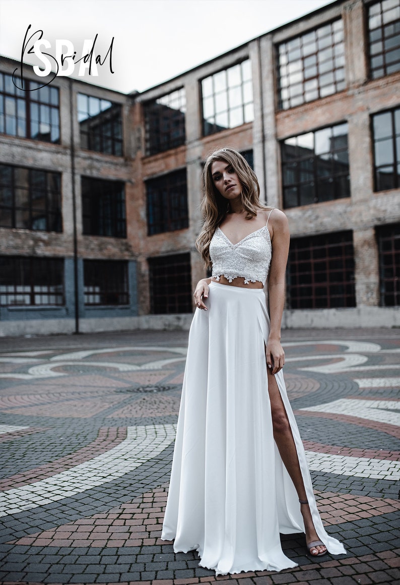 Bianca Silk Skirt With Slit Long Silk Skirt White Ivory image 2