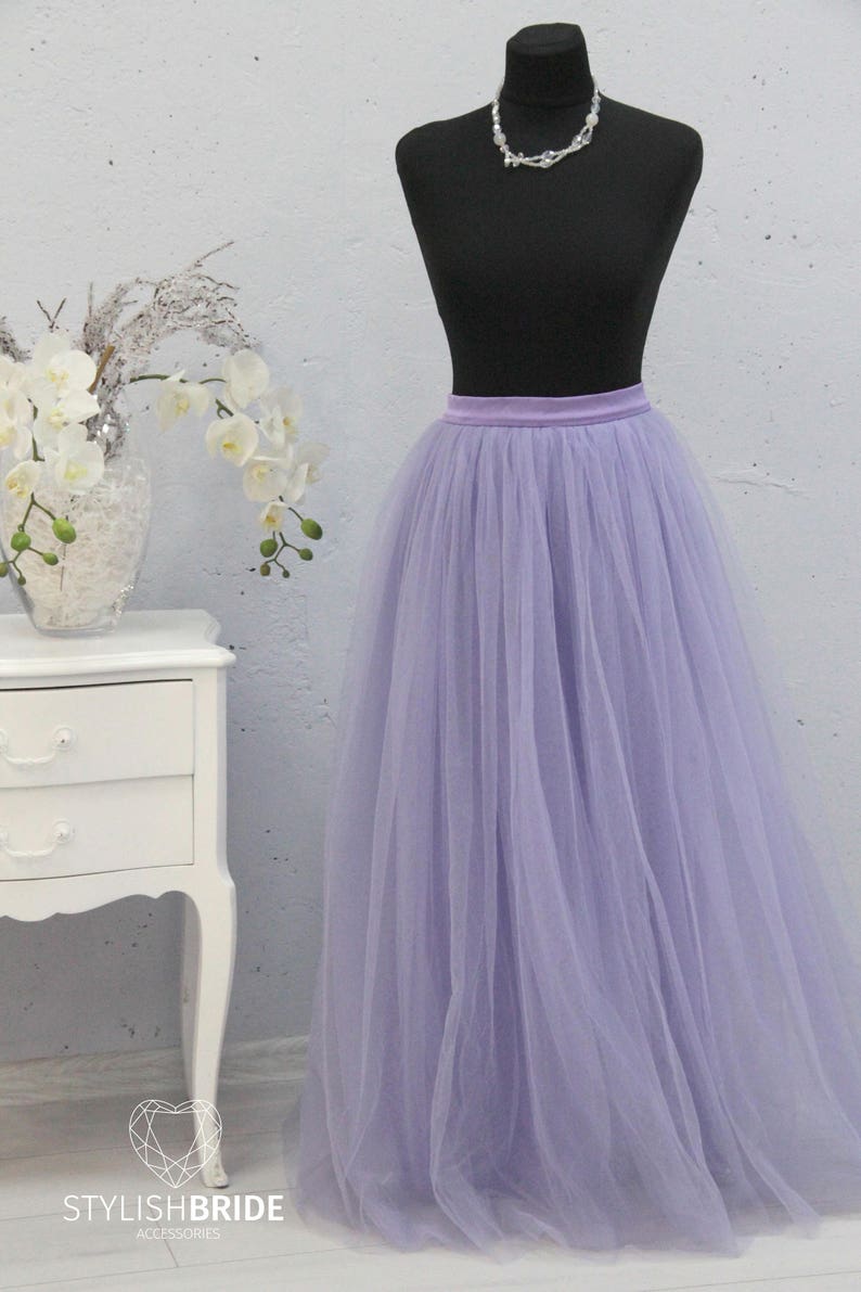 Wedding Long Tulle Skirt Tulle Skirt Lavender Bridesmaids Women Tulle Skirt Lavender Long Waterfall Tulle Skirt Casual Floor length Women