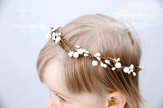 Simple Flower Girl Hair Vine Rustic Baby Wedding Hair Piece Etsy